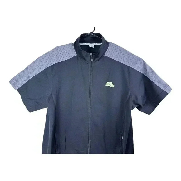 Nike Air Warmup Jacket Men XL Black Full Zip Track Short Sleeve Set It Off Zip - Picture 2 of 11